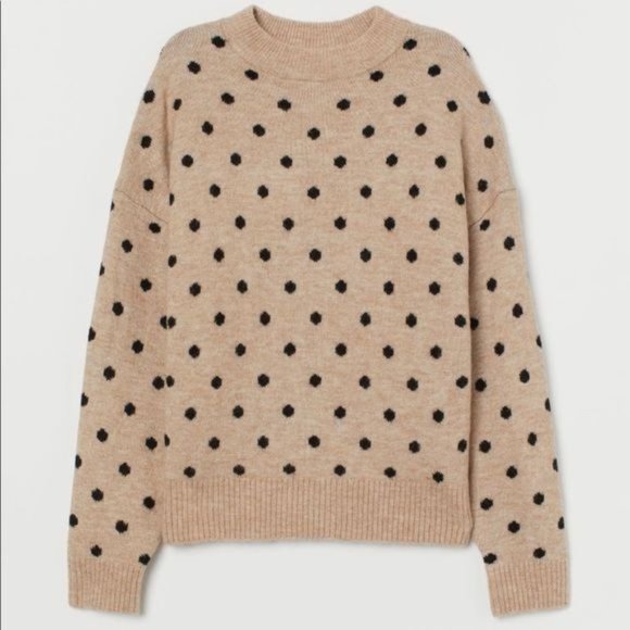 H&M Cream and Black Polka Dot Sweater Sz‎ M - Picture 2 of 9